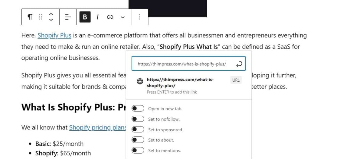 How to Add a Link in WordPress: Starting Guide 14 copy and paste link