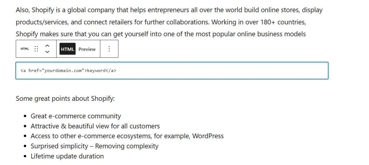 How to Add a Link in WordPress: Starting Guide 22 copy code into html text box