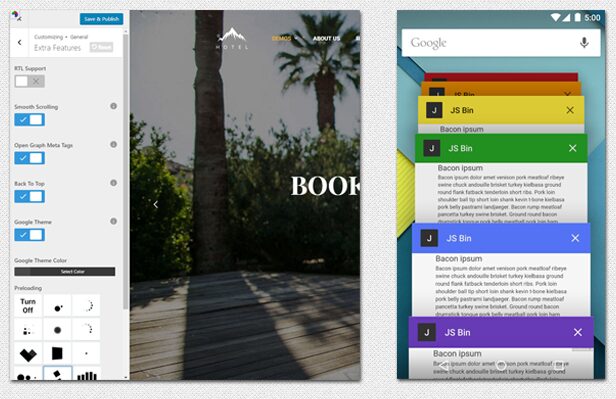 Hotel WordPress theme - customize