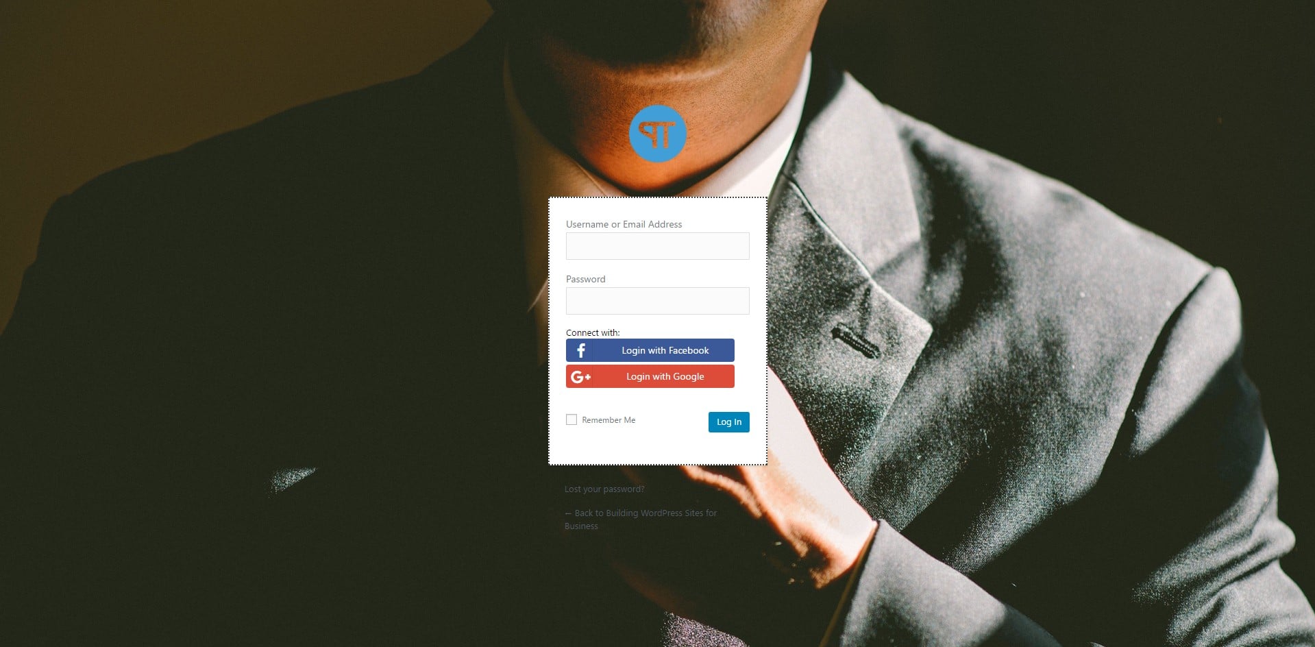 wordpress login page