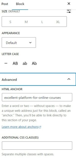 How to Add a Link in WordPress: Starting Guide 24 step 2 add id attribute