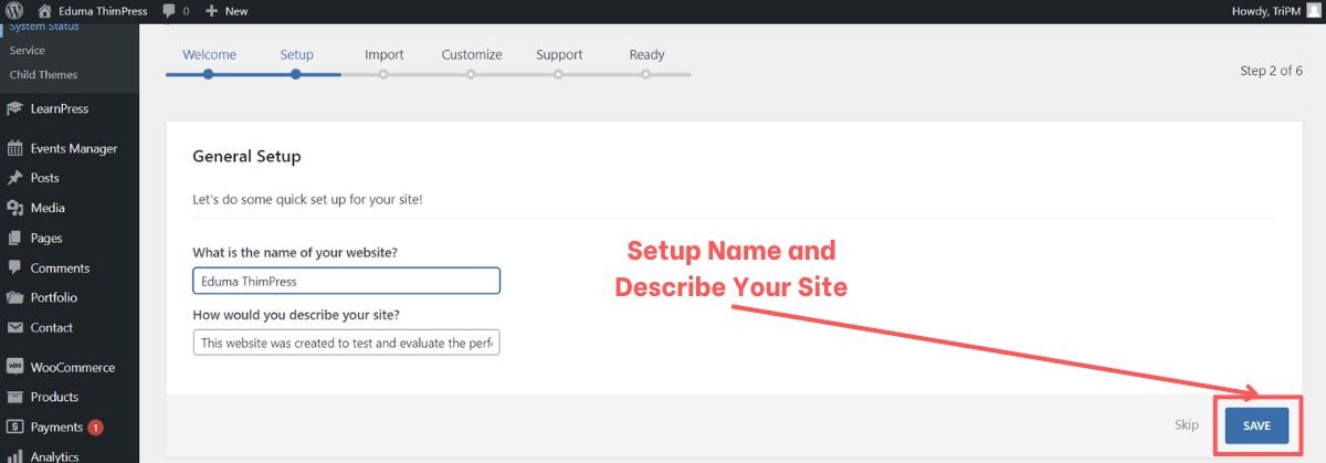 Setup Name and Describe Your Site