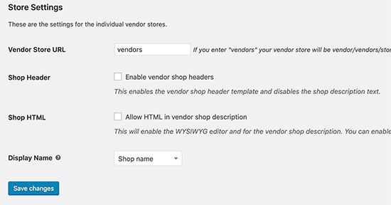 Vendor Store Settings