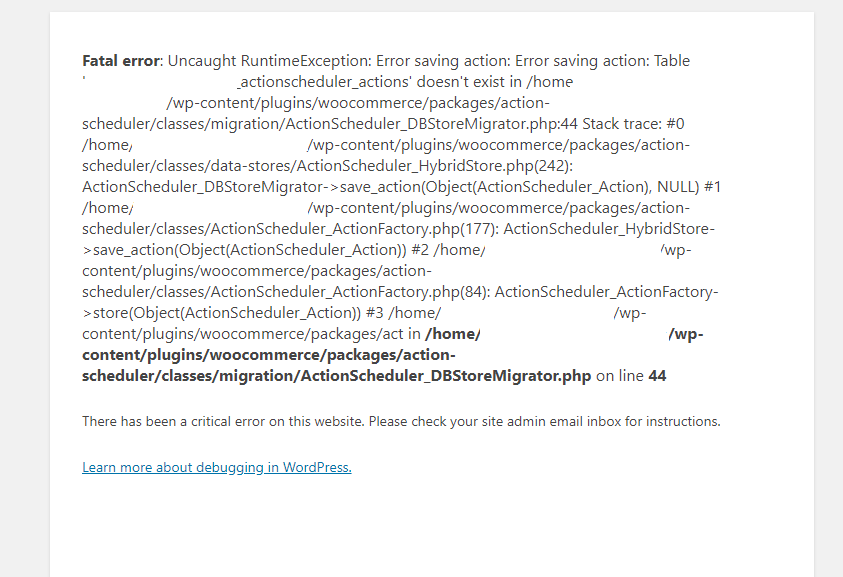 ActionScheduler Errors