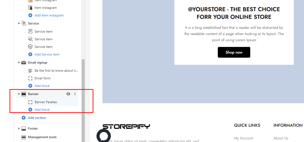 banner parallax settings
