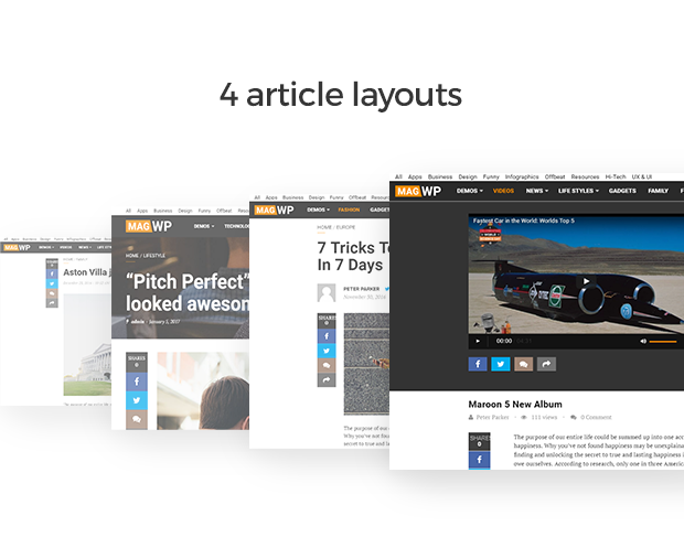 4 article layouts for WordPress blogs