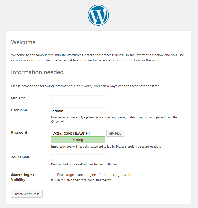 install wordpress software