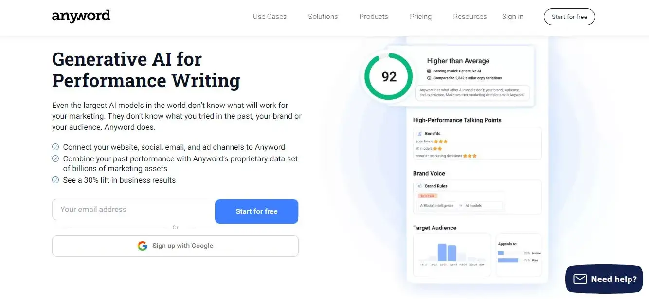 Free AI Content Writer - Top 12 Tools 16 Anyword