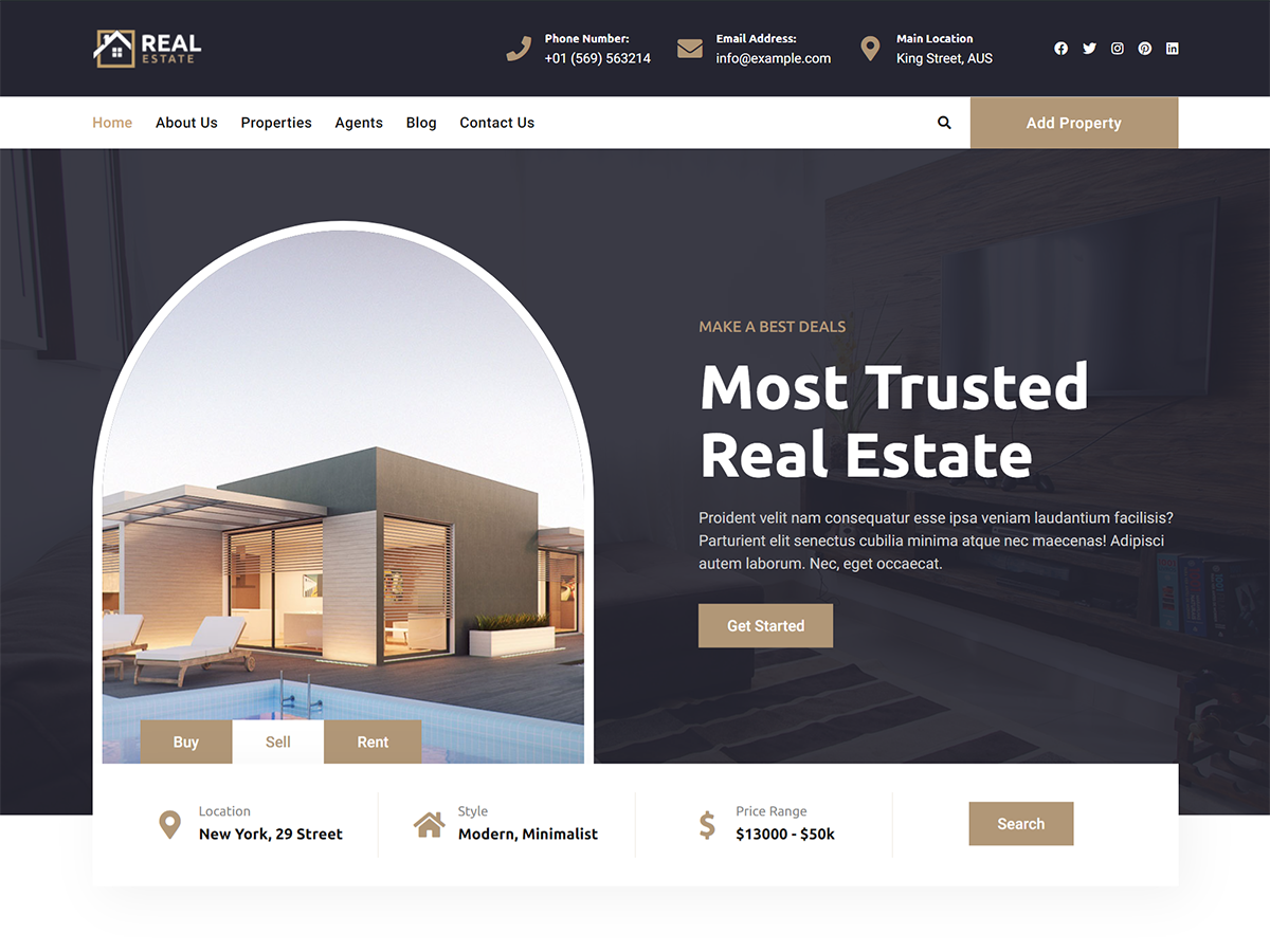 10+ Best Free Real Estate WordPress Themes 16 Bosa Real Estate