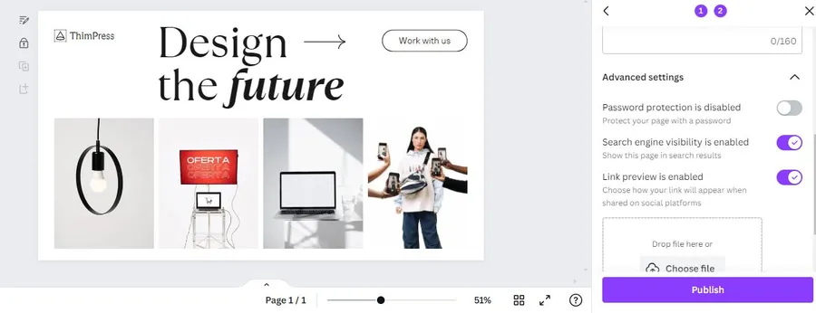 Canva Advanced Settings