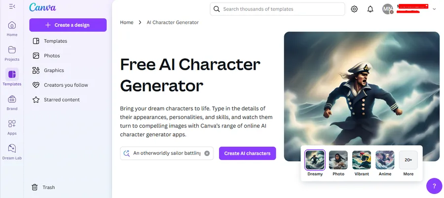 Canva AI Character Generator