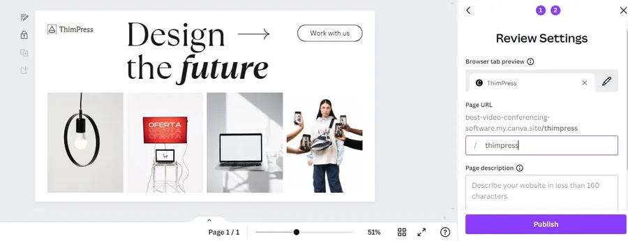 Canva Review Settings