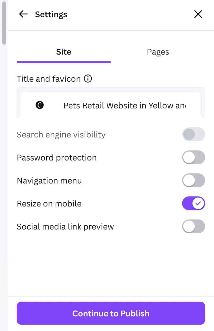 Configuring Settings and Publishing