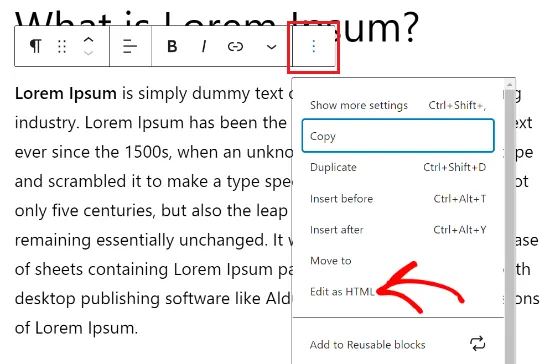 How to Edit HTML in WordPress (Easy Beginner's Guide) 10 Edit as HTML