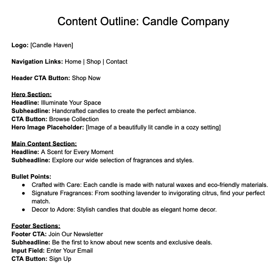 Content Outline Example