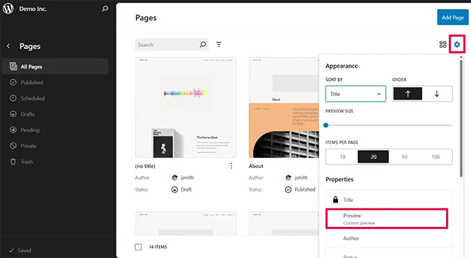 Data View Content Preview