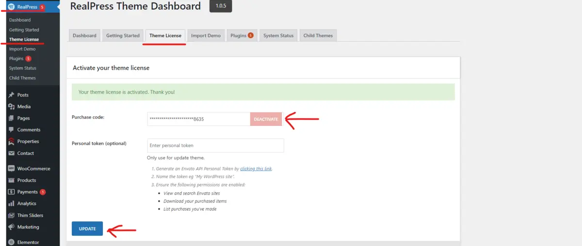 Deactivate Theme License