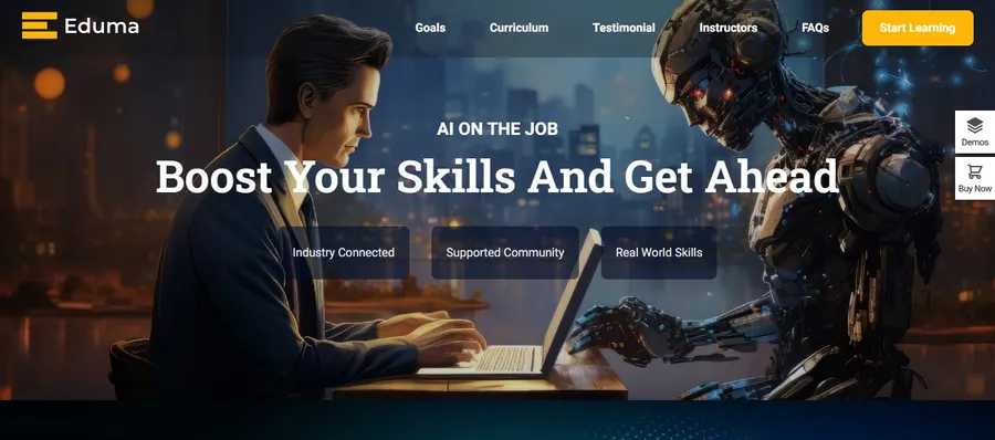 eduma landing page for online course