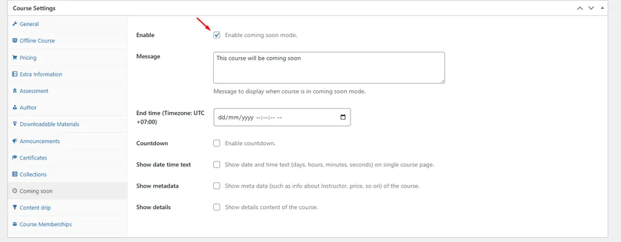 Enable Coming Soon Mode