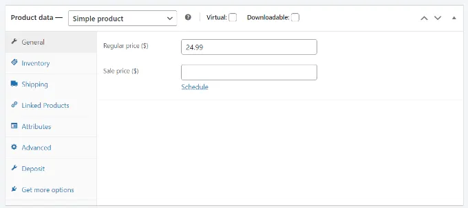 Enter Price of Product
