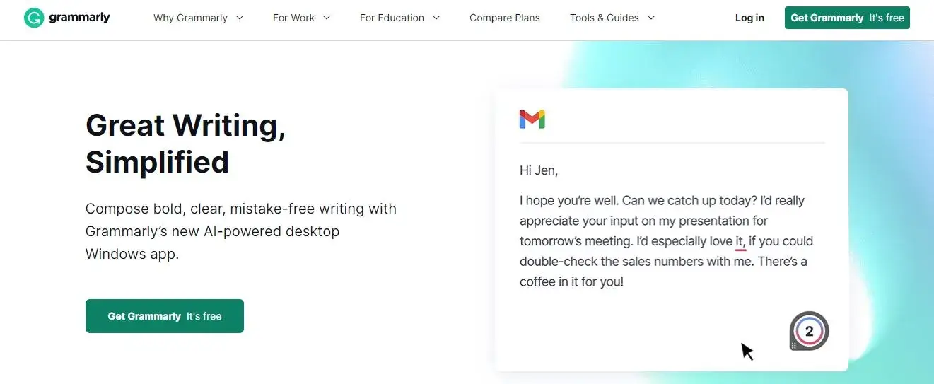Free AI Content Writer - Top 12 Tools 17 Grammarly