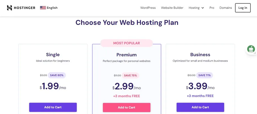 Hostinger Web Hosting Plan