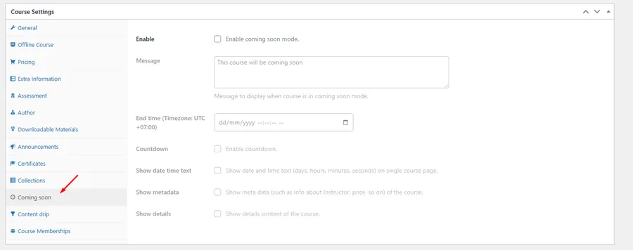 Activate LearnPress Coming Soon