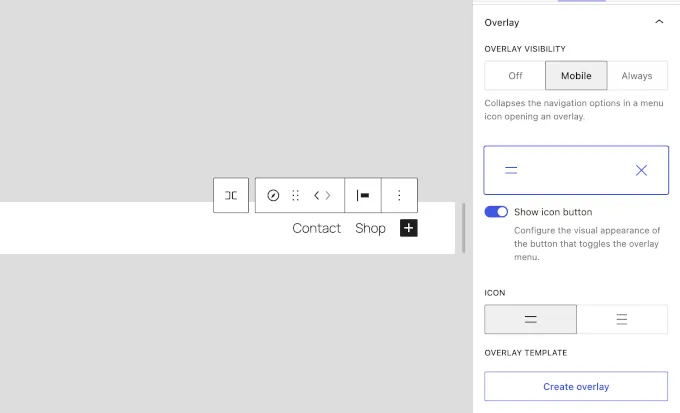 Navigation Block Overlay Improvements