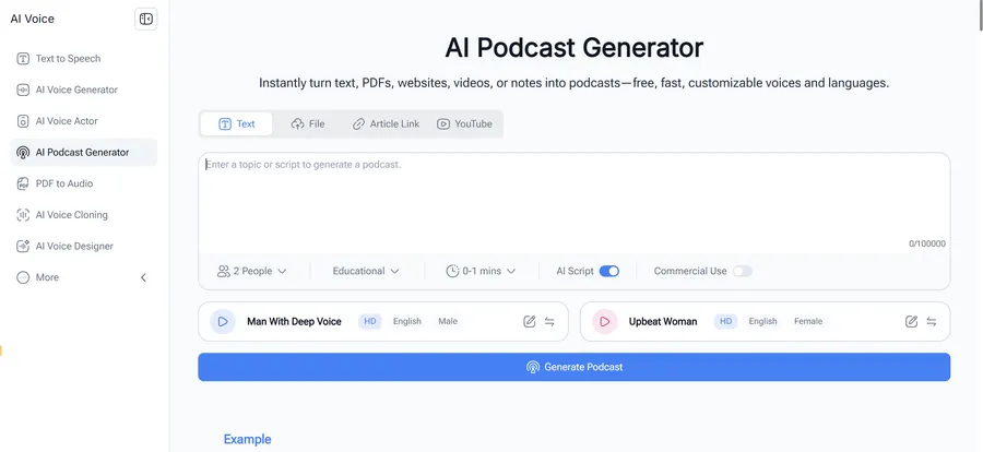 NoteGPT AI Podcast Generator