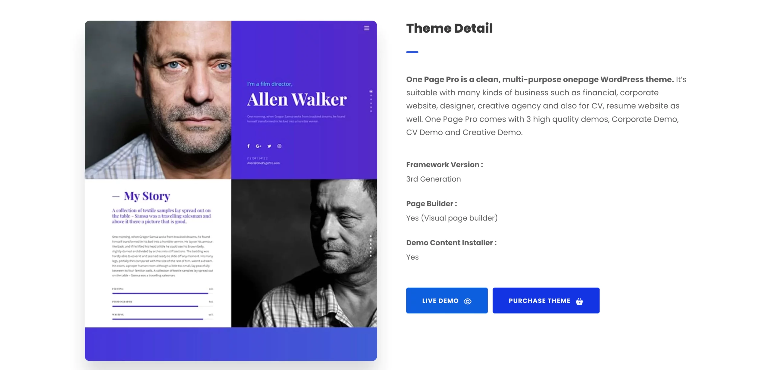 One Page Pro - Multipurpose WordPress