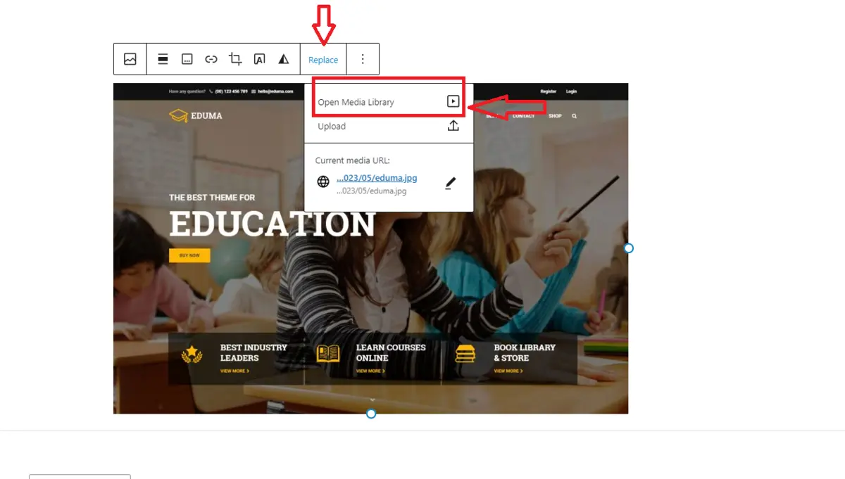 Replace and Open Media Library