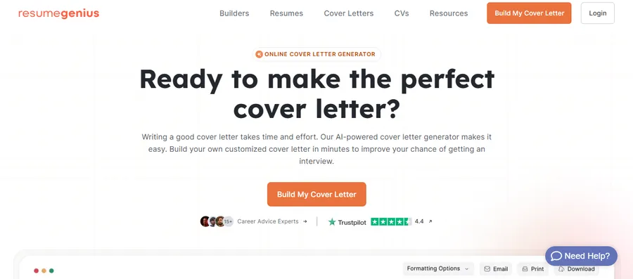 ResumeGenius Cover Letter Builder
