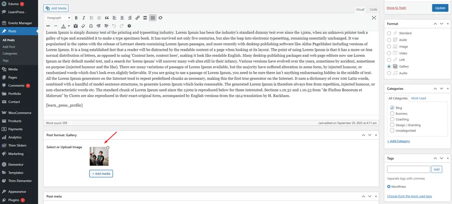 Select or Upload Image for Gallery