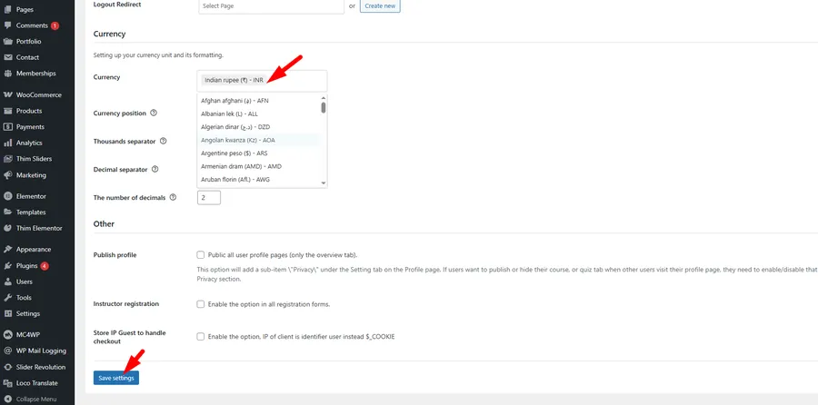 Setup Indian Currency