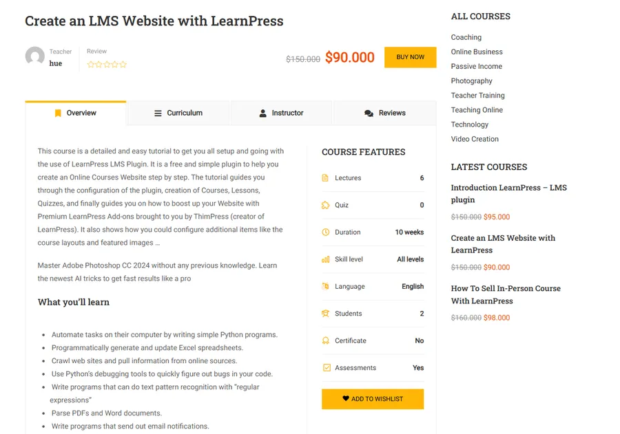 Show Review in Eduma