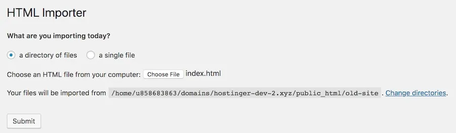 Start Import Content: Convert HTML To WordPress