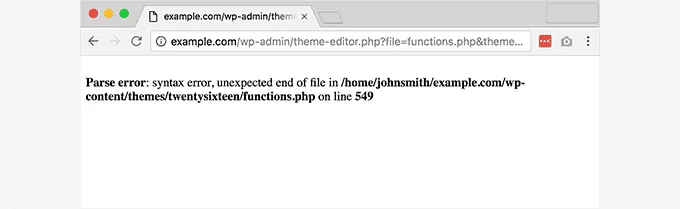 WordPress Syntax Error