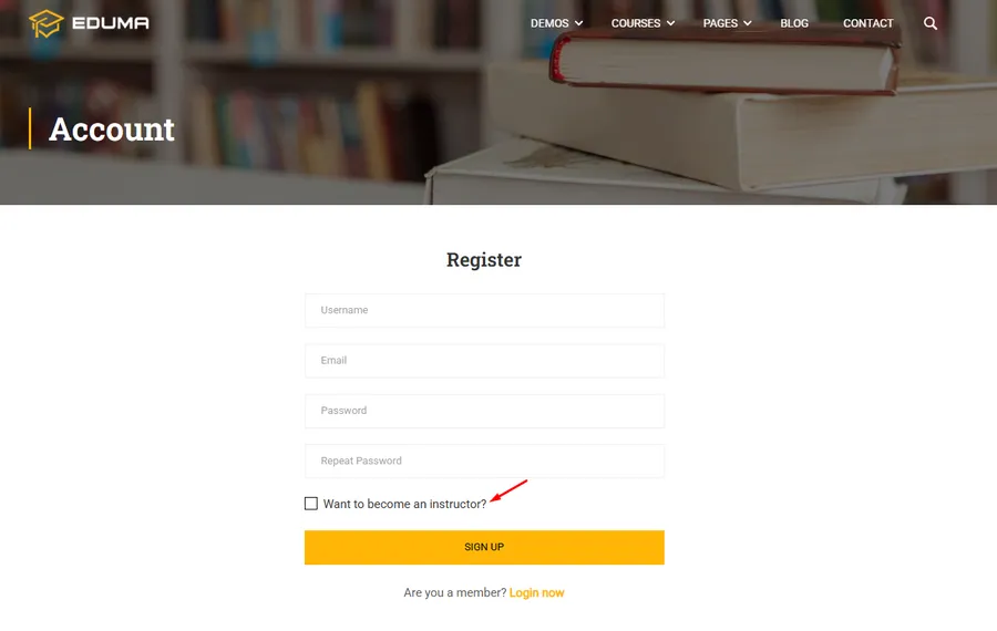 Become an Instructor Checkbox