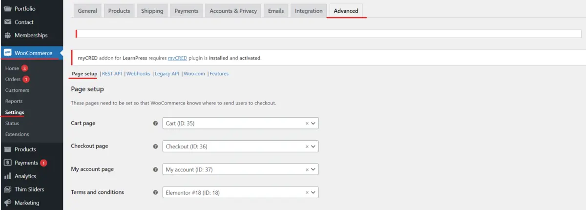 Configure WooCommerce pages