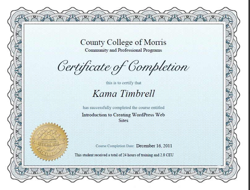 WordPress Certification Example