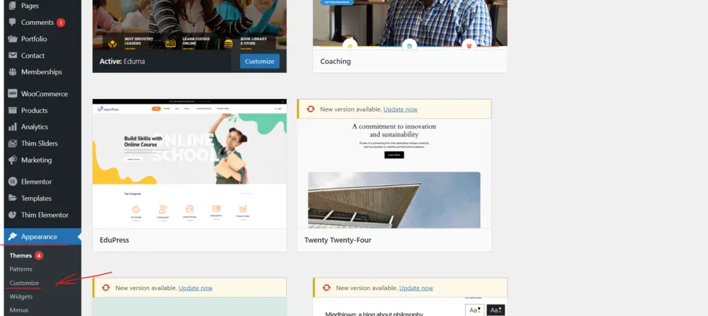 WP Admin Customize Theme